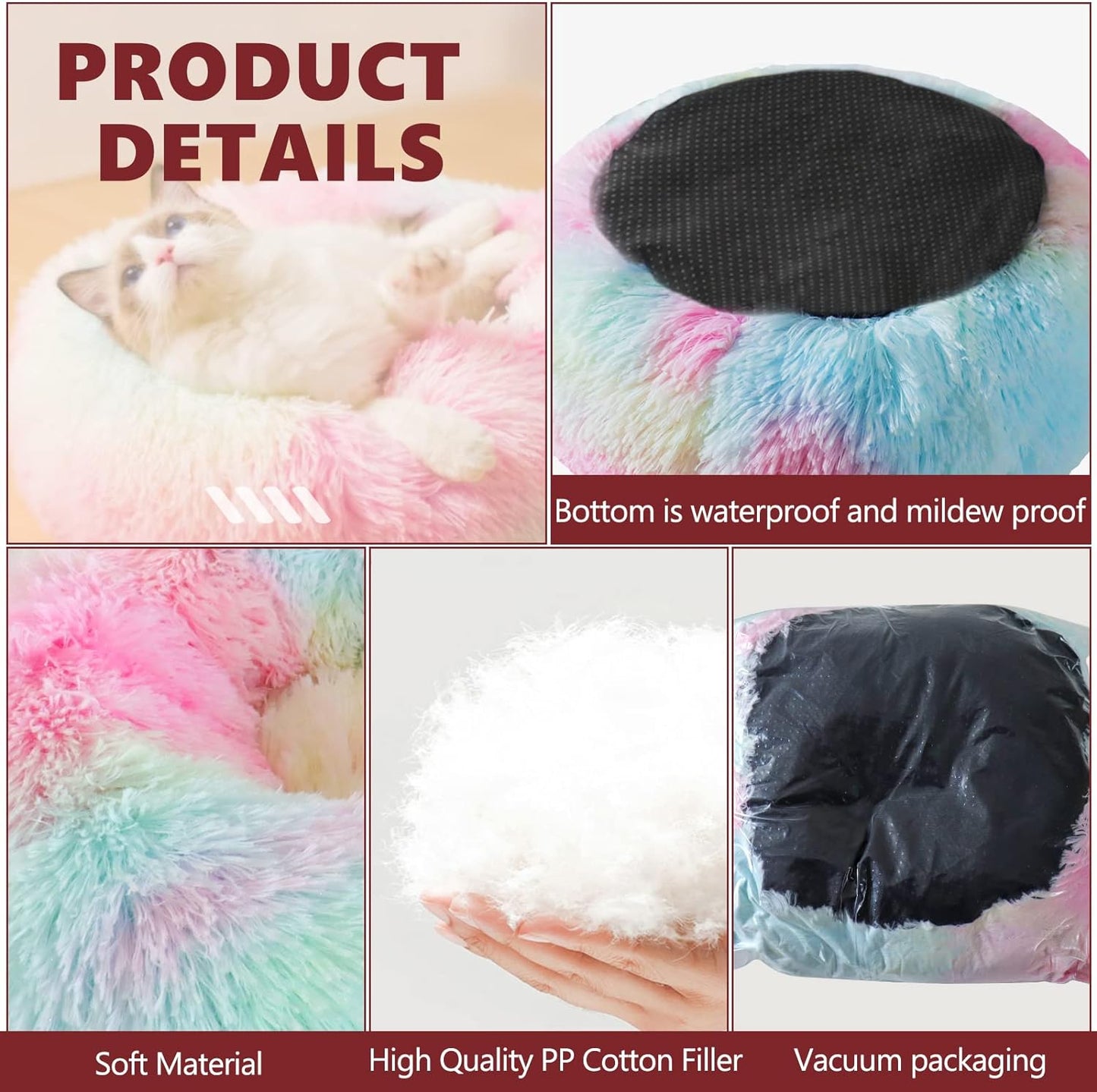 Round Fluffy Soft Pet Cat Dog Bed