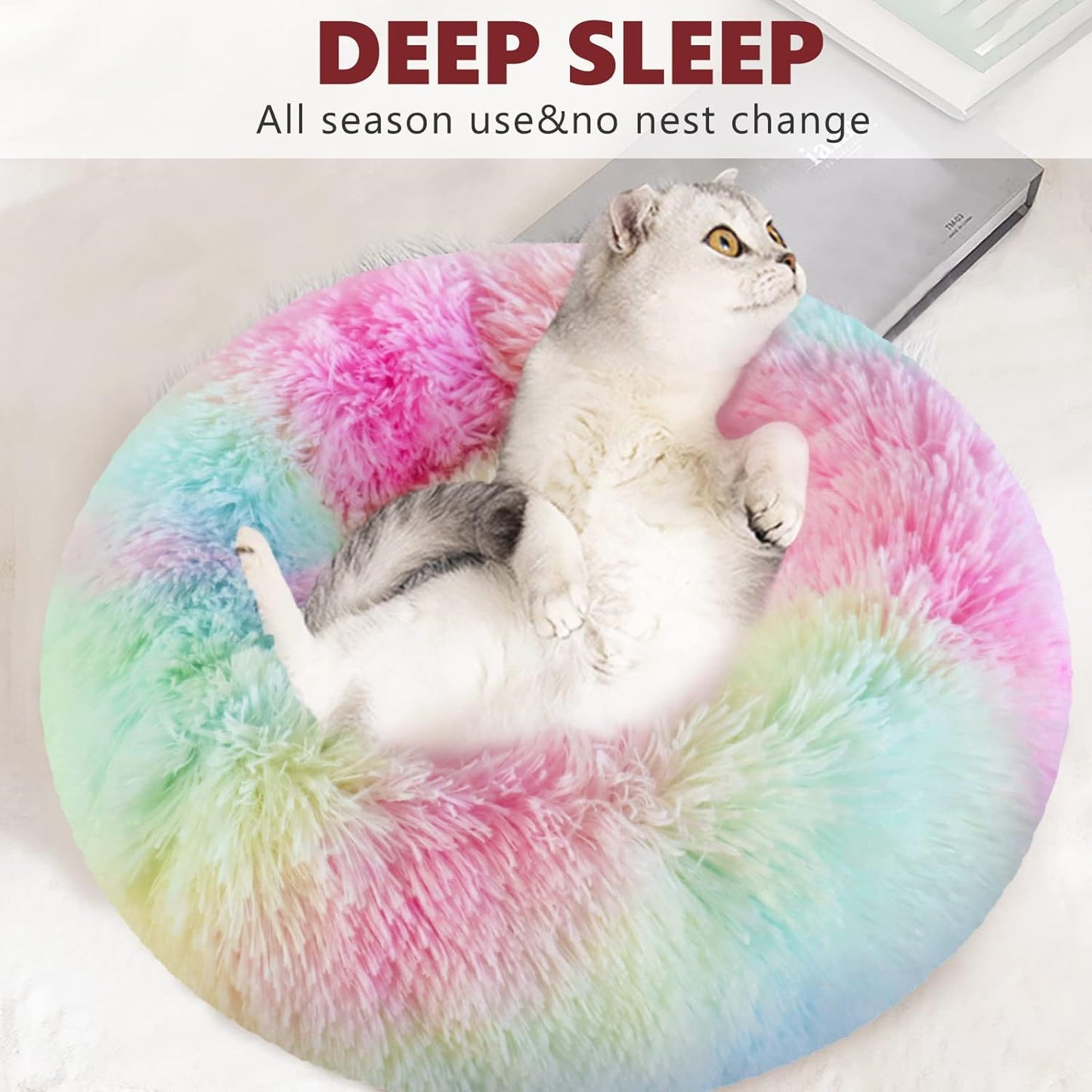 Round Fluffy Soft Pet Cat Dog Bed