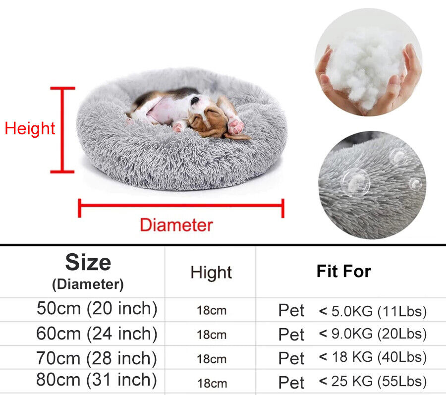 Round Fluffy Soft Pet Cat Dog Bed