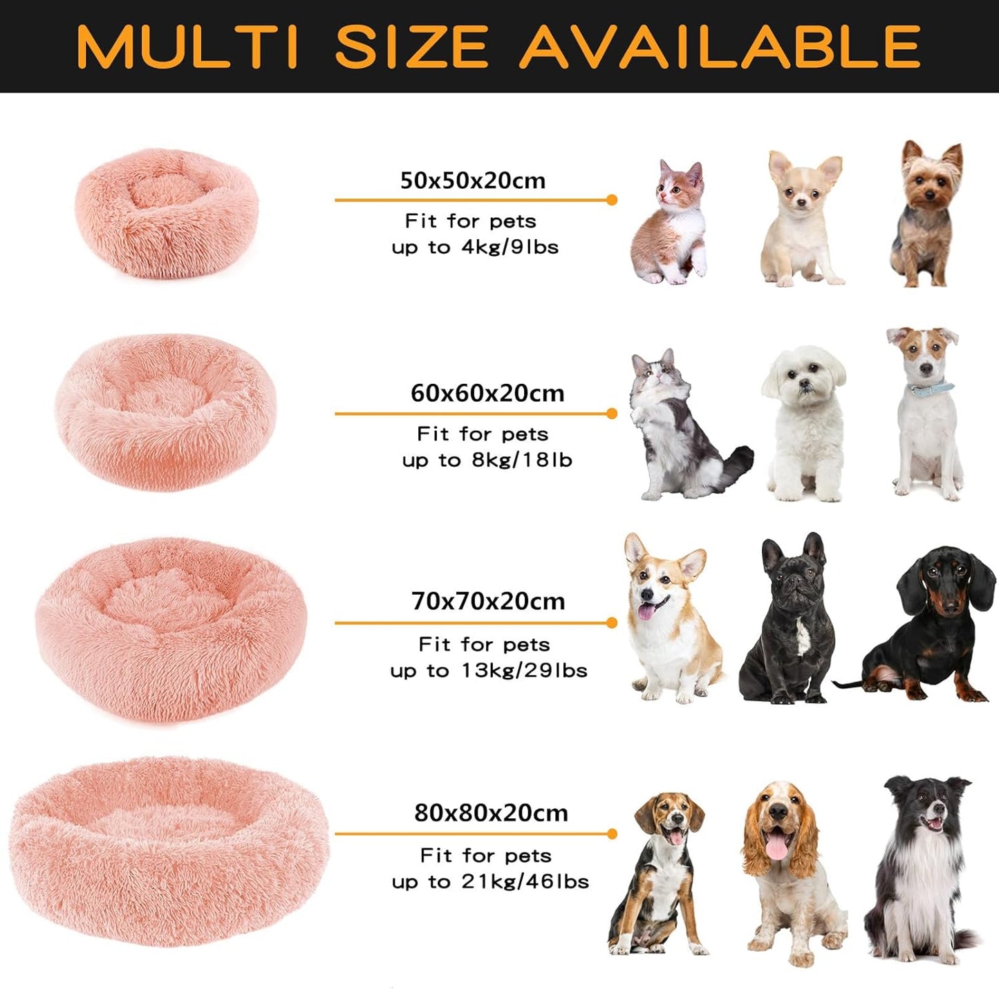 Round Fluffy Soft Pet Cat Dog Bed