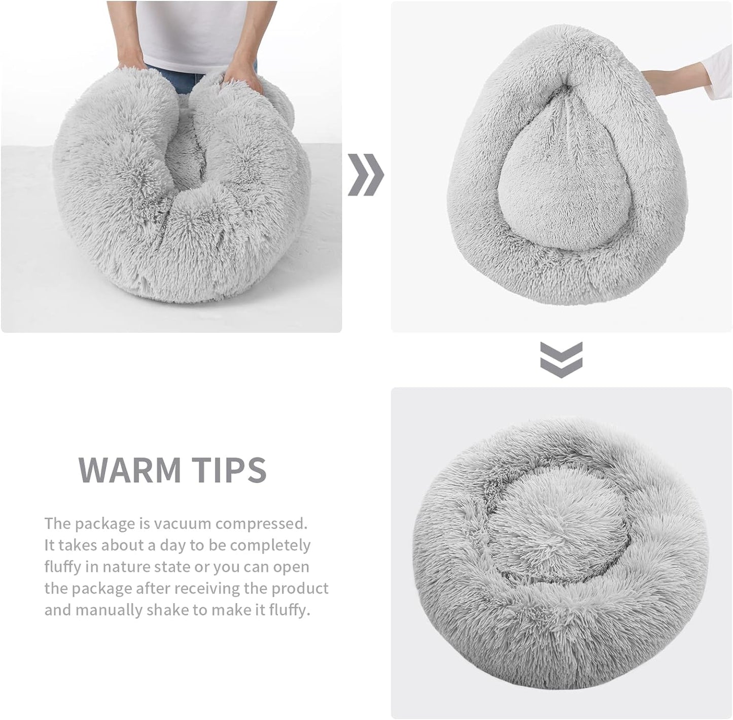 Round Fluffy Soft Pet Cat Dog Bed