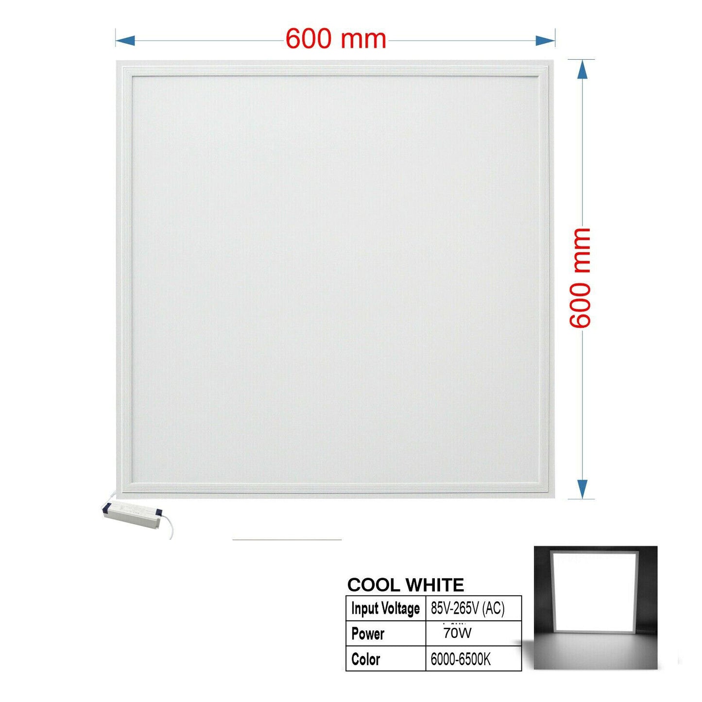 70W 48W LED Panel Lights 600x600 Flat Recessed Ceiling Light