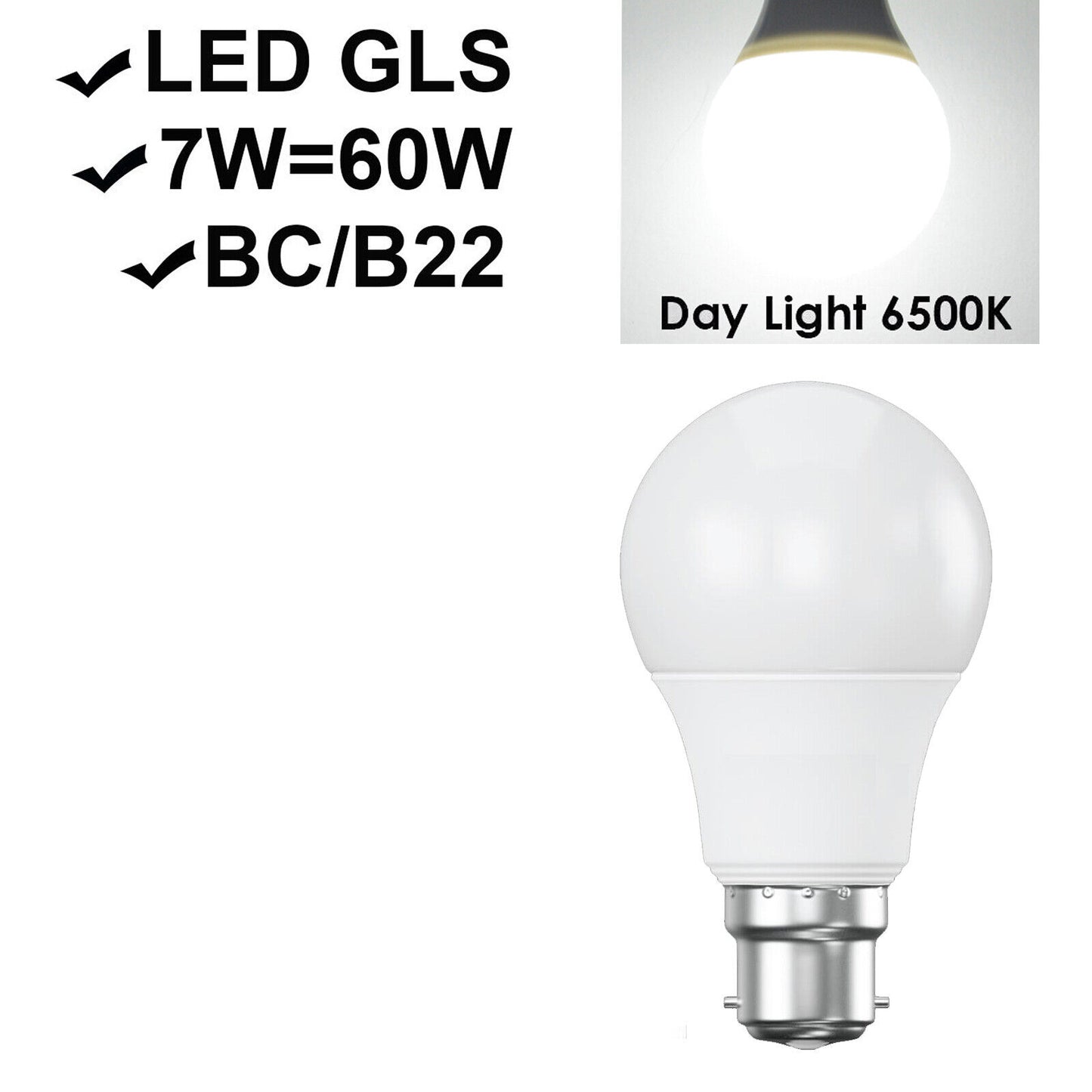 B22 Bayonet GLS LED Bulbs (Pack of 10)