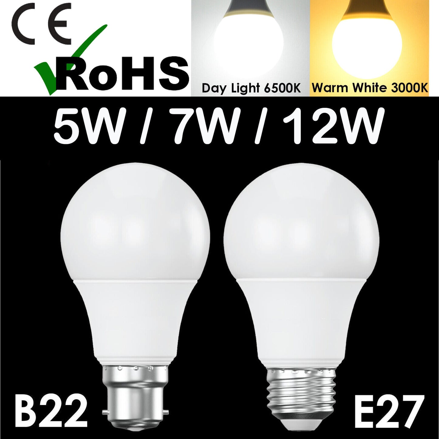 B22 Bayonet GLS LED Bulbs (Pack of 10)