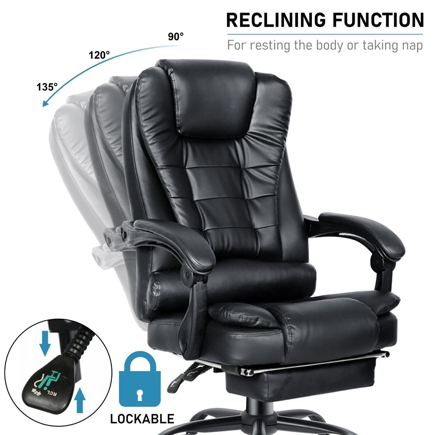 Executive Swivel Recliner Chair With Massager