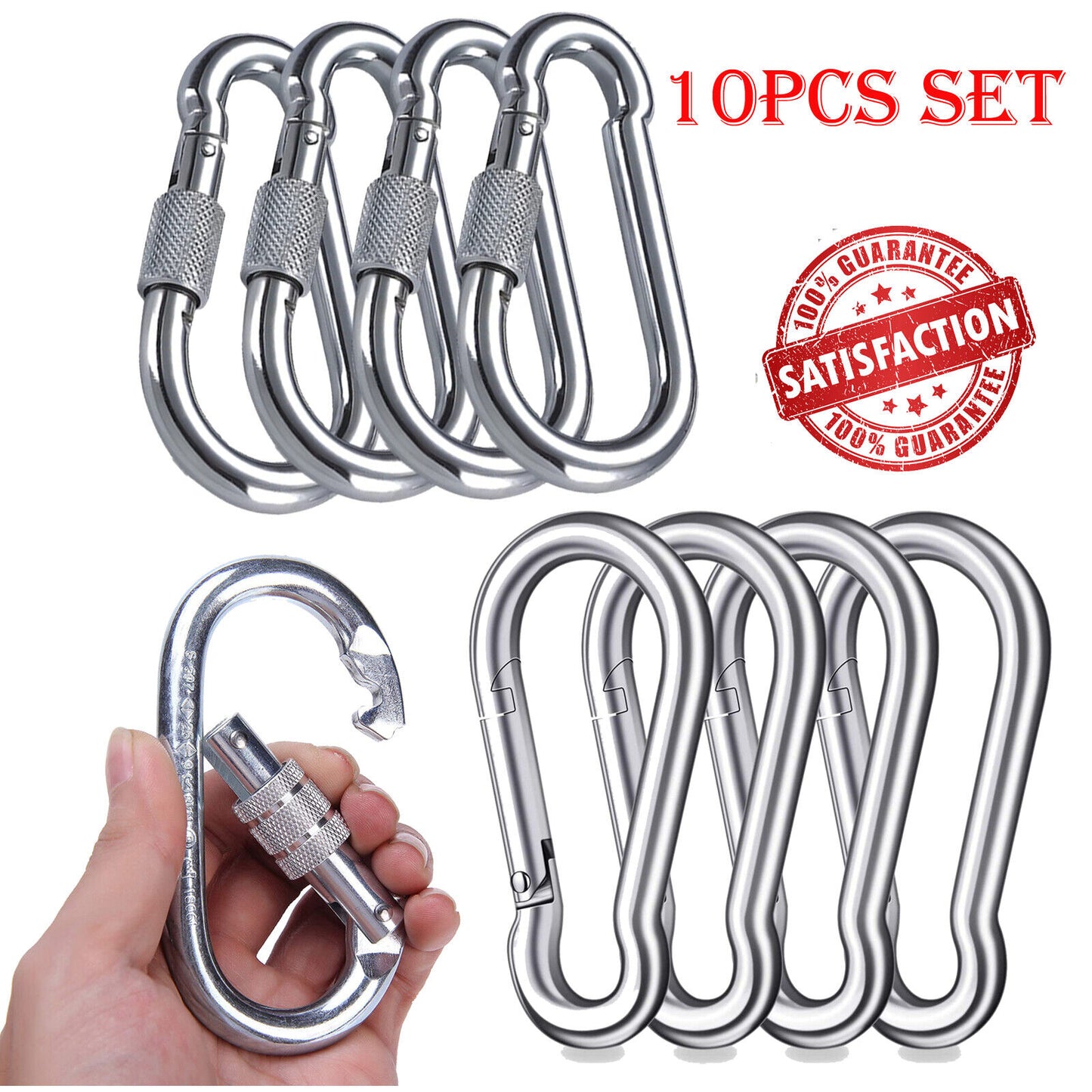 Locking Carabiner Clips (Set of 10)