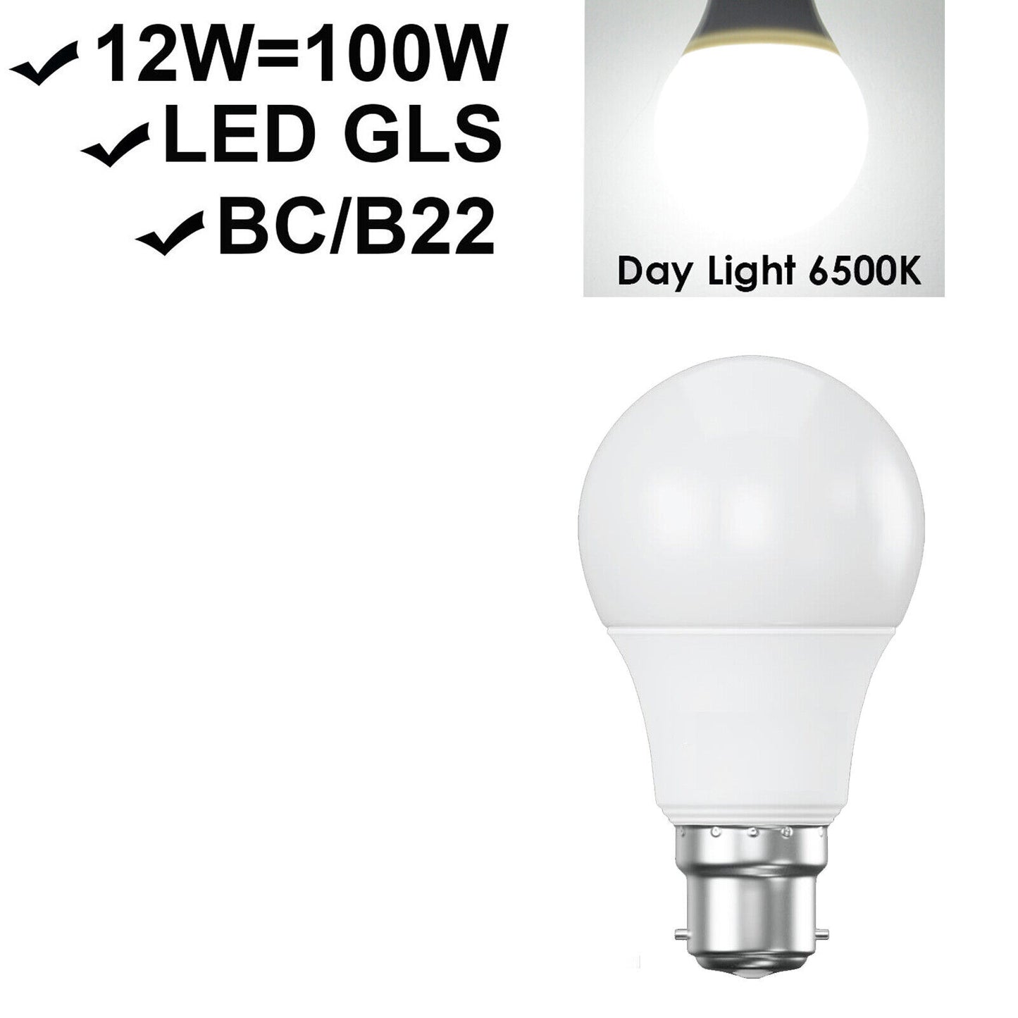 B22 Bayonet GLS LED Bulbs (Pack of 10)