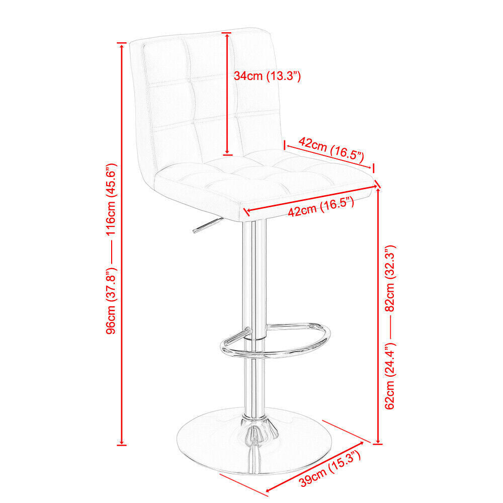 4pcs2 Bar Stools Breakfast Kitchen Bar Chair Chrome Swivel Gas Ligt Faux Leather