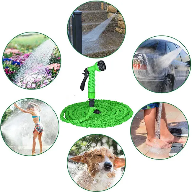 Heavy Duty Expandable Garden Hose Flexiable Pipe 7 Function Spray Gun Water Pipe