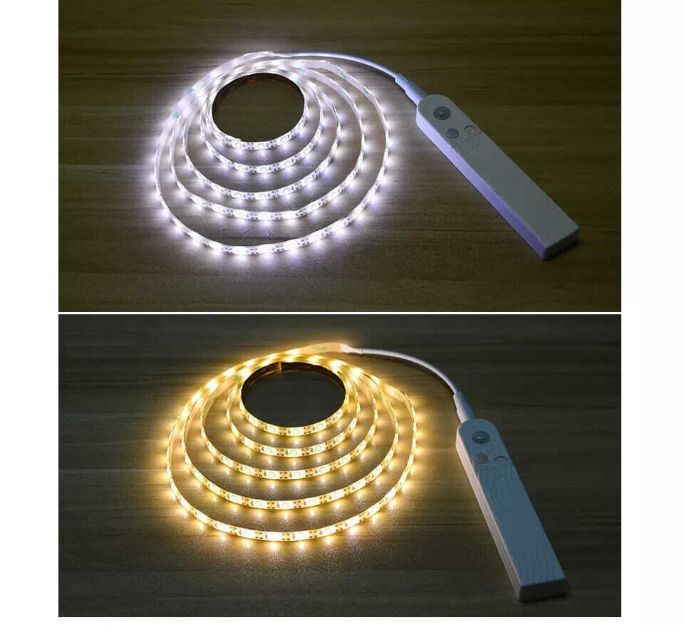 PIR Motion Sensor LED Strip Light Battery Powered Stair Cabinet Closet Home Lamp