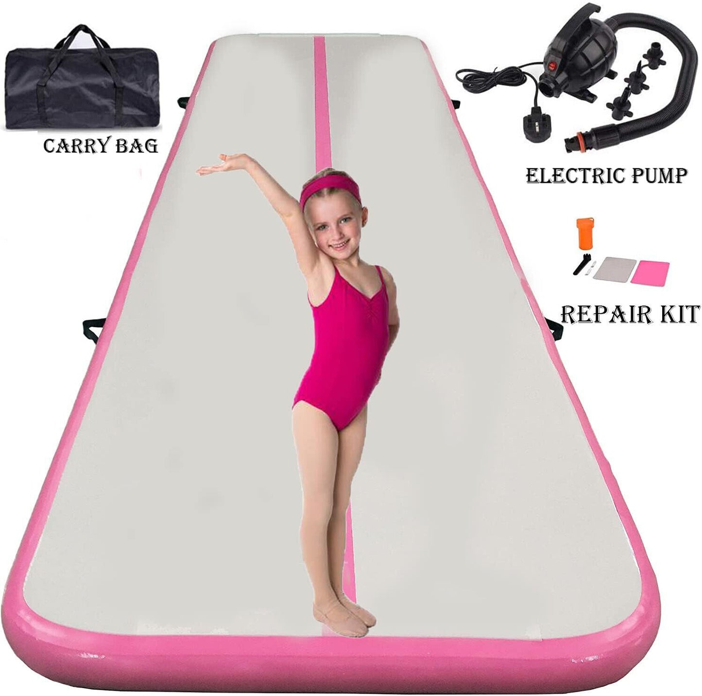 Air Track Inflatable Gymnastics Mat (10 feet) with Electric Pump