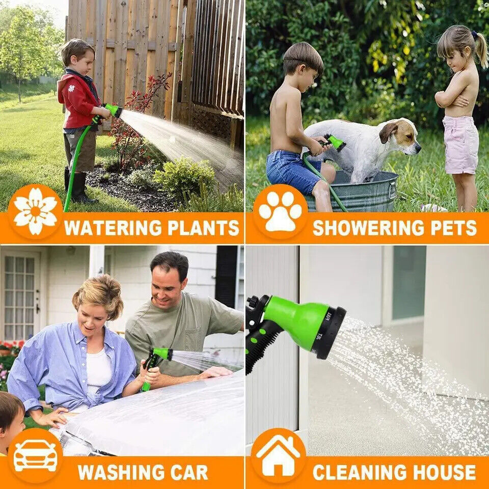 Heavy Duty Expandable Garden Hose Flexiable Pipe 7 Function Spray Gun Water Pipe