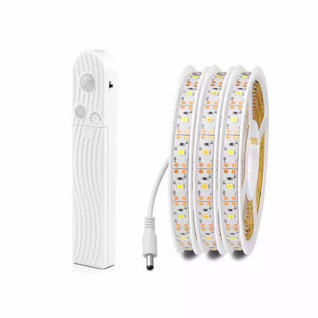 PIR Motion Sensor LED Strip Light Battery Powered Stair Cabinet Closet Home Lamp