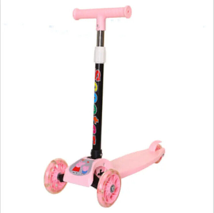 kids scooter 3 wheels kids kick push Flashing Led Light Up Adjustable Xmas Gift