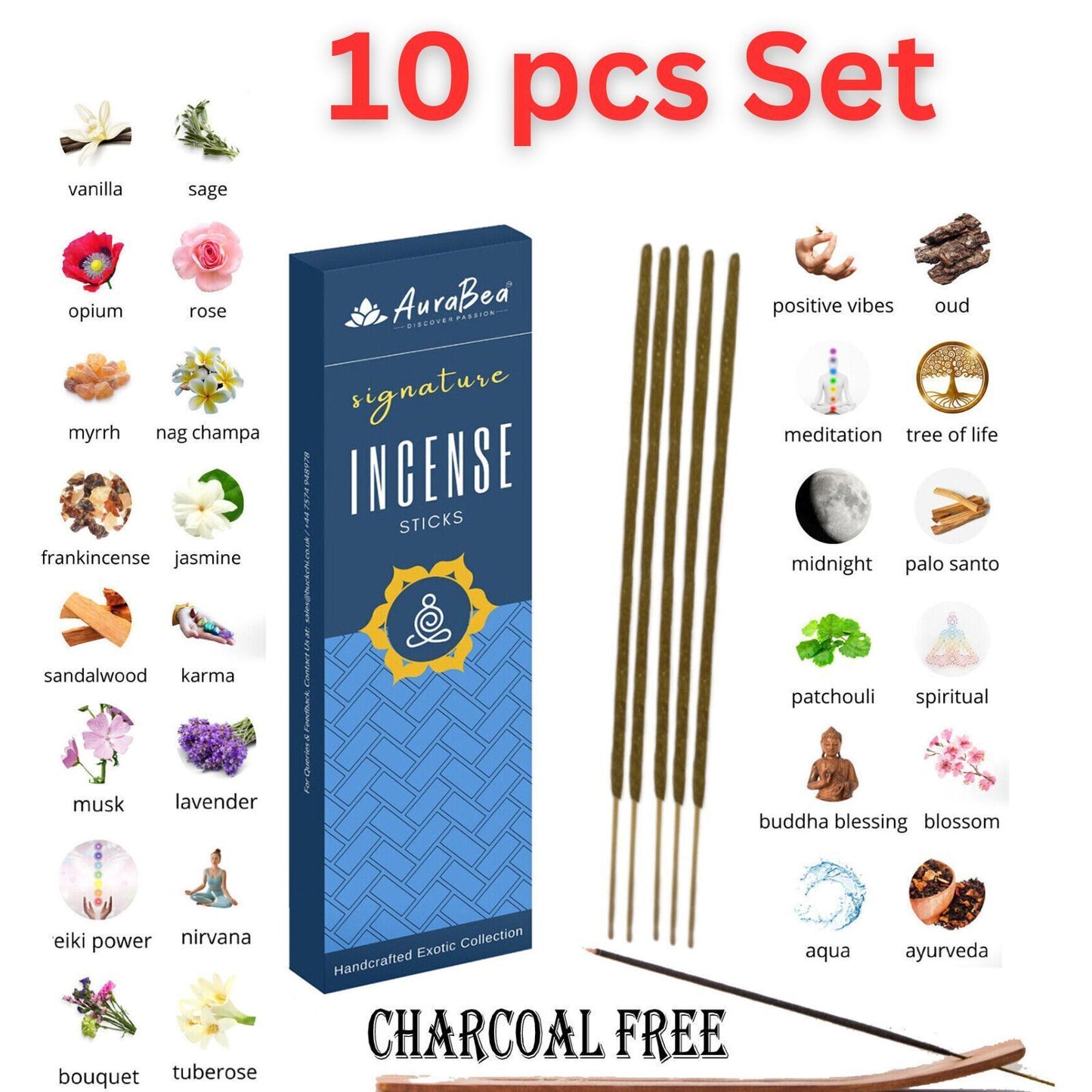 10PCS SET Incense Sticks Nag Champa From Genuine Agarbatti Insence 15g Mix Match