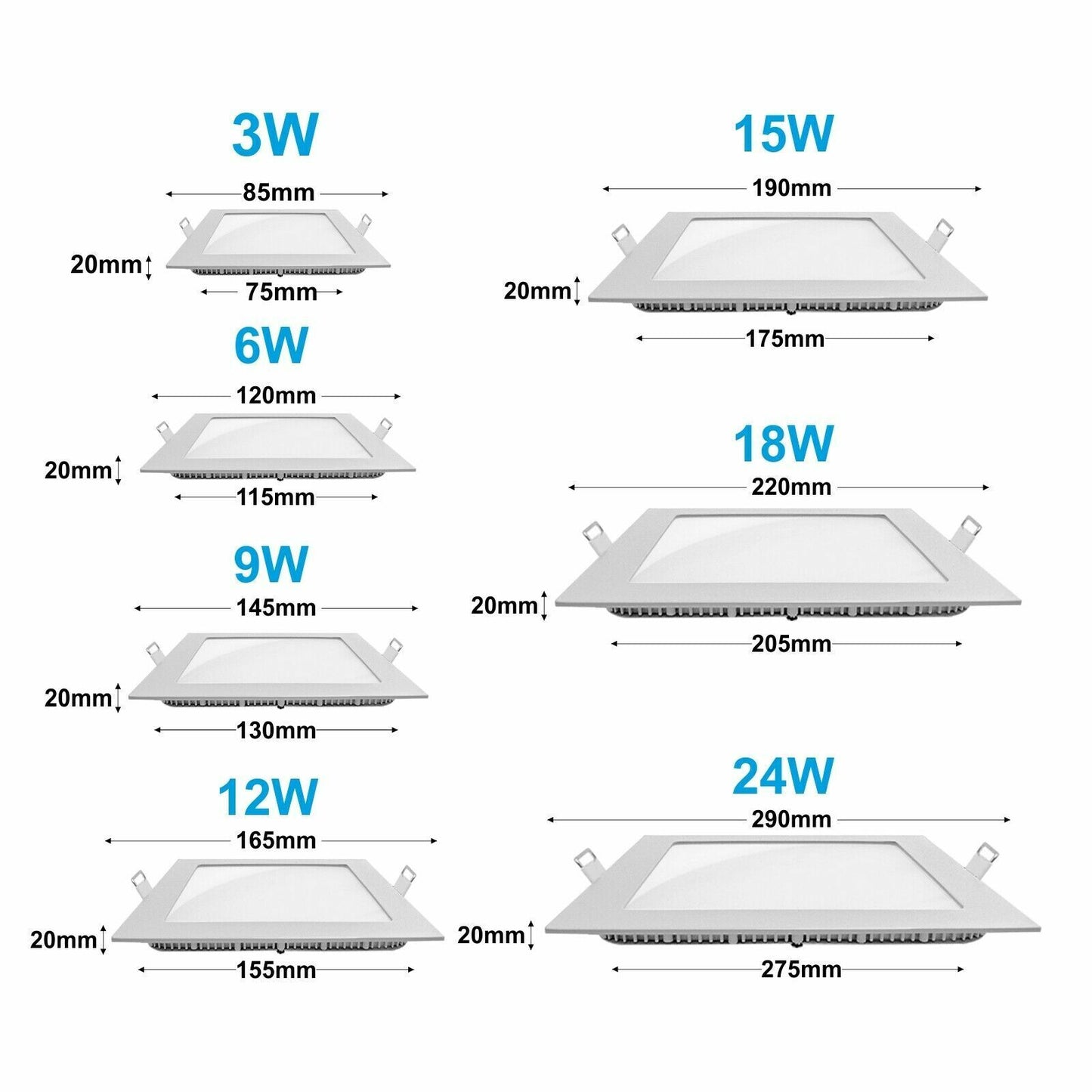 Recessed Ceiling Lights Ultra Slim Round Square Led Downlight Panel Spot Light