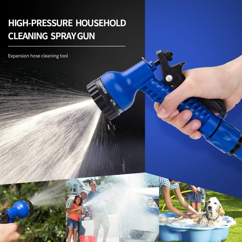 Heavy Duty Expandable Garden Hose Flexiable Pipe 7 Function Spray Gun Water Pipe