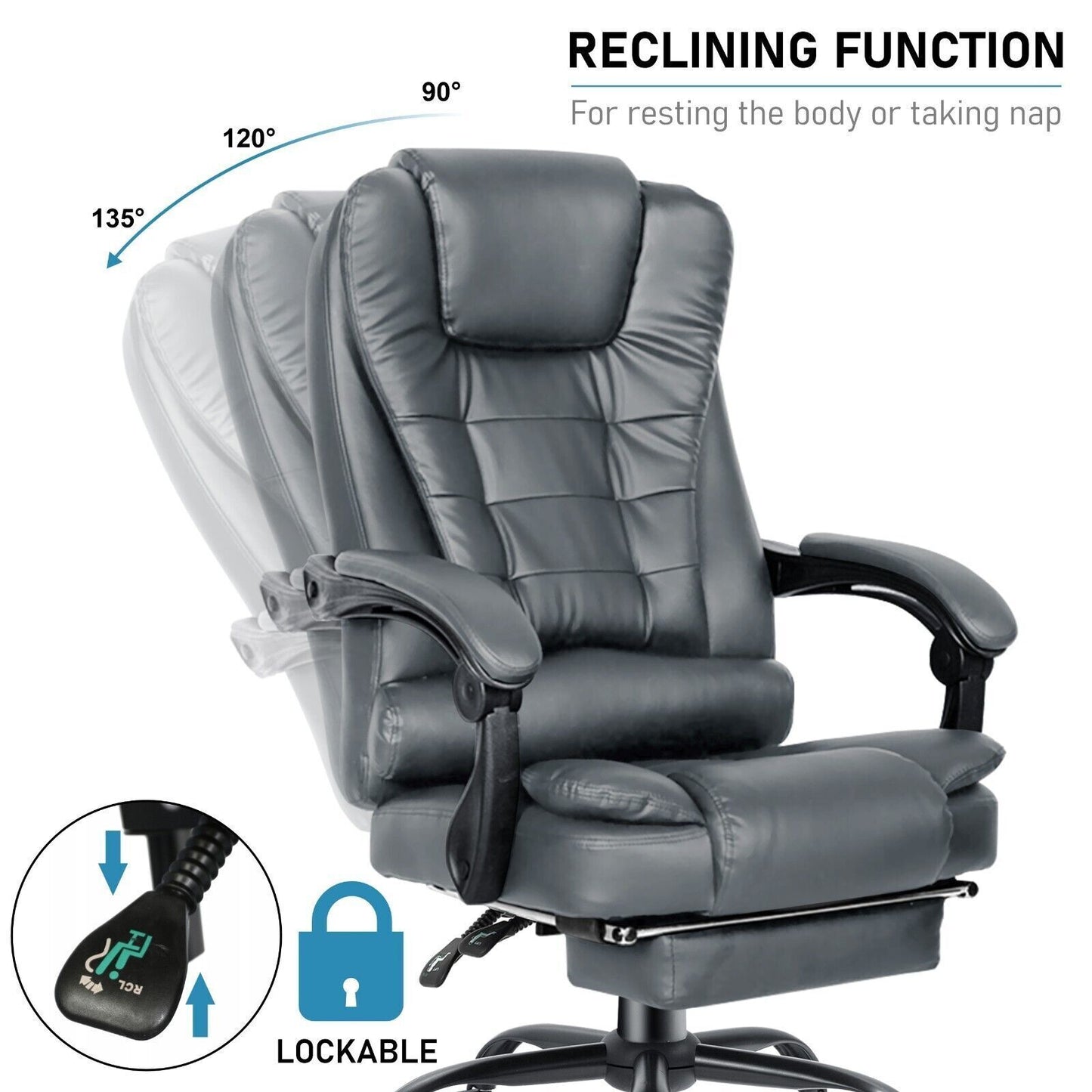 Executive Swivel Recliner Chair With Massager