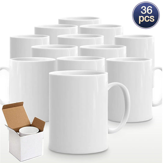 (Pack of 36) Sublimation Mugs 11oz White Large Handle + Gift Box