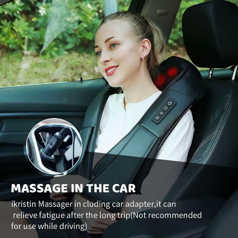 Electric Neck massager With Heat Shoulder Back Shiatsu Kneading Home Car Office